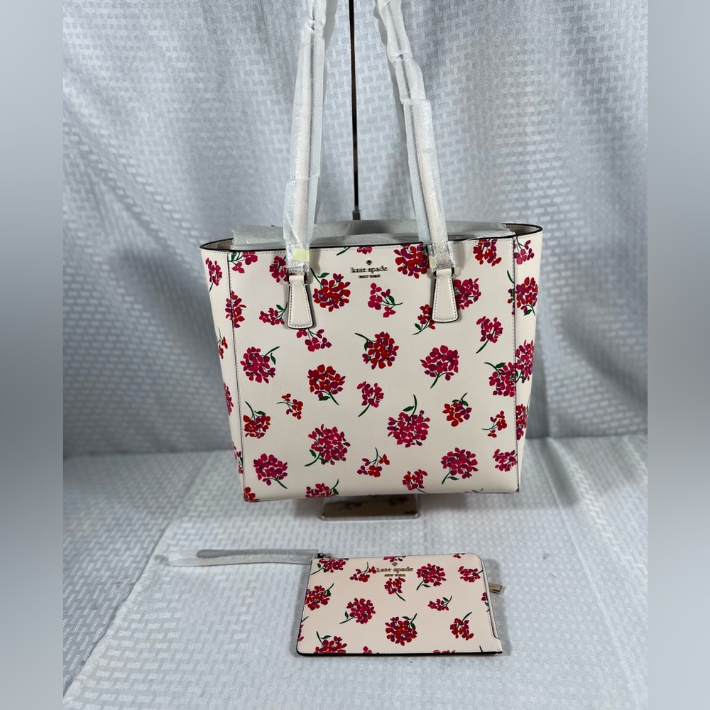 NWT Kate Spade Perry Floral Tote & Matching Staci Wristlet Set